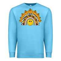 Ocean Blue fall smiley face groovy rainbow Premium Sweatshirt - BarkalooDesign