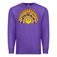 Purple fall smiley face groovy rainbow Premium Sweatshirt - BarkalooDesign