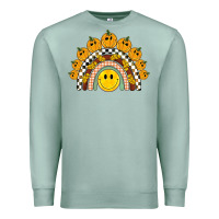 Seafoam fall smiley face groovy rainbow Premium Sweatshirt - BarkalooDesign