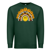 Sports Green fall smiley face groovy rainbow Premium Sweatshirt - BarkalooDesign