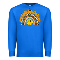 True Royal fall smiley face groovy rainbow Premium Sweatshirt - BarkalooDesign