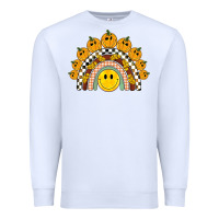 White fall smiley face groovy rainbow Premium Sweatshirt - BarkalooDesign