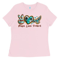 Bubblegum Pink peace love freebird Ladies Tee - texasbilliewilder
