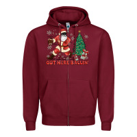 Burgundy out here ballin' Zipper Hoodie - MaliasSmallBusiness