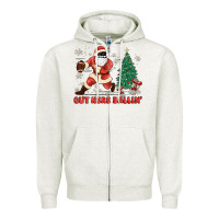Oatmeal Heather out here ballin' Zipper Hoodie - MaliasSmallBusiness
