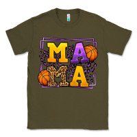Army Green Purple and gold Basketball leopard frame Mama Classic Tee - LillyAllenDesigns