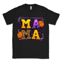 Black Purple and gold Basketball leopard frame Mama Classic Tee - LillyAllenDesigns