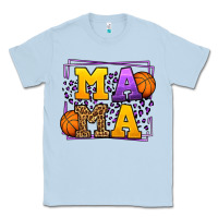 Dusty Blue Purple and gold Basketball leopard frame Mama Classic Tee - LillyAllenDesigns