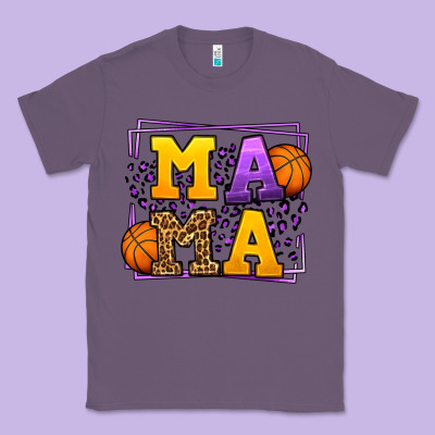Purple And Gold Basketball Leopard Frame Mama Classic Tee Designed By Lillyallendesigns