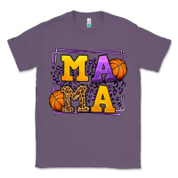 Lavender Purple and gold Basketball leopard frame Mama Classic Tee - LillyAllenDesigns