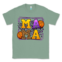 Sage Purple and gold Basketball leopard frame Mama Classic Tee - LillyAllenDesigns