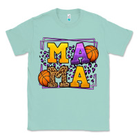 Seafoam Purple and gold Basketball leopard frame Mama Classic Tee - LillyAllenDesigns