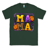 Sports Green Purple and gold Basketball leopard frame Mama Classic Tee - LillyAllenDesigns