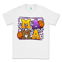 White Purple and gold Basketball leopard frame Mama Classic Tee - LillyAllenDesigns