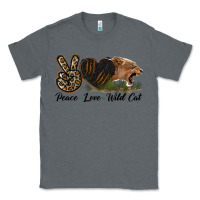 Charcoal Heather Peace Love Wild Cat Head Classic Tee - LillyAllenDesigns