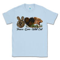 Dusty Blue Peace Love Wild Cat Head Classic Tee - LillyAllenDesigns