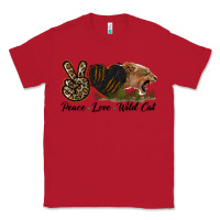 Red Peace Love Wild Cat Head Classic Tee - LillyAllenDesigns