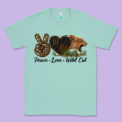 Peace Love Wild Cat Head Classic Tee Designed By Lillyallendesigns
