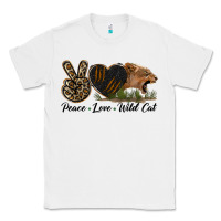 White Peace Love Wild Cat Head Classic Tee - LillyAllenDesigns