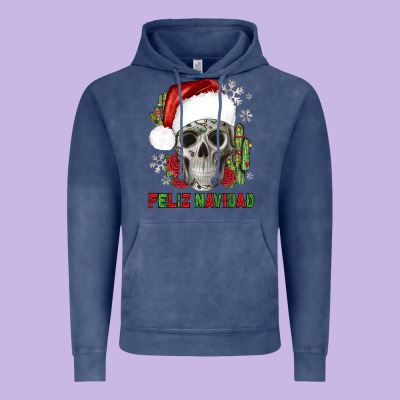 Feliz Navidad Skull Cactus Vintage Hoodie Designed By Jahusdesignshop