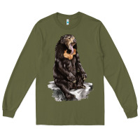 Army Green Malayan Sun Bear Long Sleeve Tee - LillyAllenDesigns