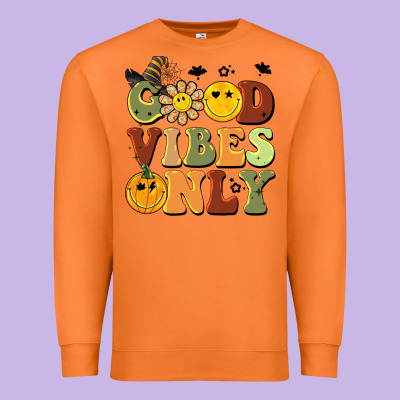 Halloween Good Vibes Only Premium Sweatshirt Designed By Barkaloodesign