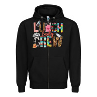 Black lunch lady crew Zipper Hoodie - NancyCooperArtShop
