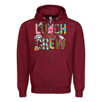 Burgundy lunch lady crew Zipper Hoodie - NancyCooperArtShop