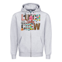 Heather Grey lunch lady crew Zipper Hoodie - NancyCooperArtShop