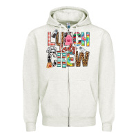 Oatmeal Heather lunch lady crew Zipper Hoodie - NancyCooperArtShop