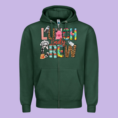 Lunch Lady Crew Zipper Hoodie Designed By Nancycooperartshop