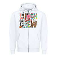 White lunch lady crew Zipper Hoodie - NancyCooperArtShop