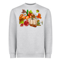 Heather Grey pumpkins daisies and fall leaf's ado Heavyweight Sweatshirt - AdoDesignShop