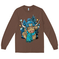 Chestnut Winter long haired Cow Long Sleeve Tee - NancyCooperArtShop