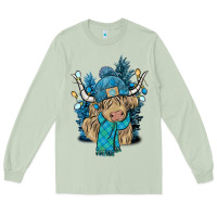 Matcha Winter long haired Cow Long Sleeve Tee - NancyCooperArtShop
