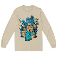 Mushroom Winter long haired Cow Long Sleeve Tee - NancyCooperArtShop