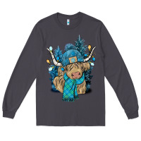 Smoke Winter long haired Cow Long Sleeve Tee - NancyCooperArtShop