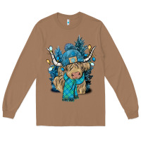 Toasted Coconut Winter long haired Cow Long Sleeve Tee - NancyCooperArtShop