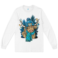 White Winter long haired Cow Long Sleeve Tee - NancyCooperArtShop