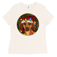 Bone Christmas Dachshund Ladies Tee - RanaPortraitStore