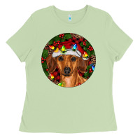 Matcha Christmas Dachshund Ladies Tee - RanaPortraitStore