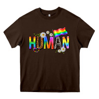 Chocolate Brown human with daisies Heavy Core Tee - texasbilliewilder