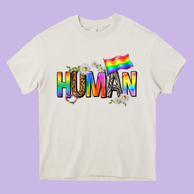 Human With Daisies Heavy Core Tee Designed By Texasbilliewilder