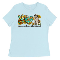 Baby Blue peace love st. bernard Ladies Tee - texasbilliewilder