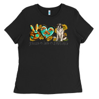 Black peace love st. bernard Ladies Tee - texasbilliewilder