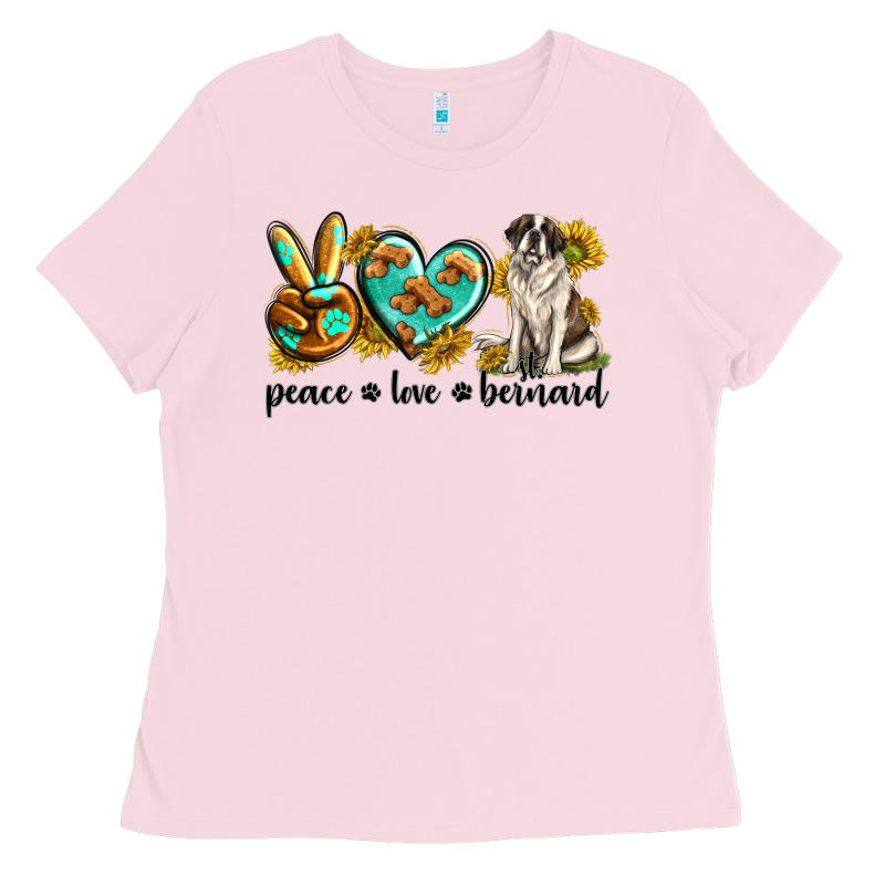 Peace Love St. Bernard Ladies Tee by texasbilliewilder | Teevron