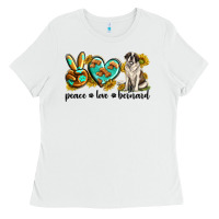 White peace love st. bernard Ladies Tee - texasbilliewilder