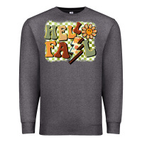 Charcoal Heather groovy hello fall Premium Sweatshirt - BarkalooDesign
