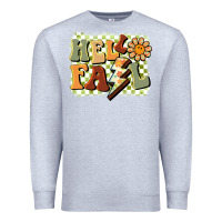 Heather Grey groovy hello fall Premium Sweatshirt - BarkalooDesign