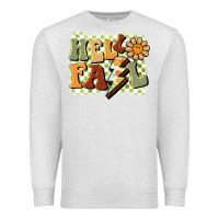 Oatmeal Heather groovy hello fall Premium Sweatshirt - BarkalooDesign